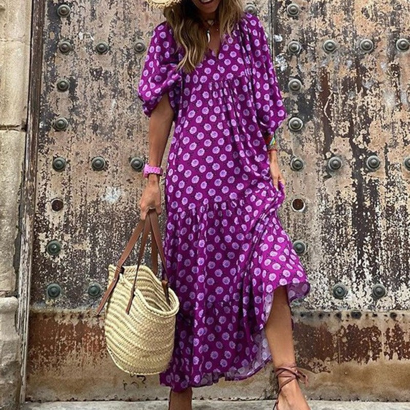 Levoire | Robe Manches Bouffantes Vacances Violet
