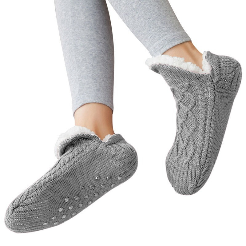 Levoire | Chaussons Doublés Brillants Avec Semelle Anti-Dérapante Pour Hommes Et Femmes Gris