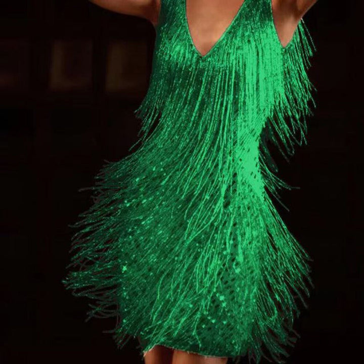 Levoire | Robe À Franges Scintillantes Vert