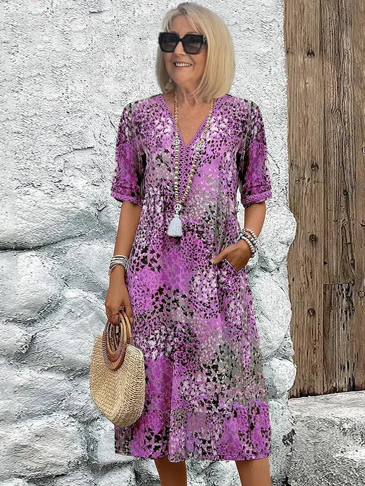 Levoire | Robe Midi Avec Un Imprimé Vivant Lavande lilas