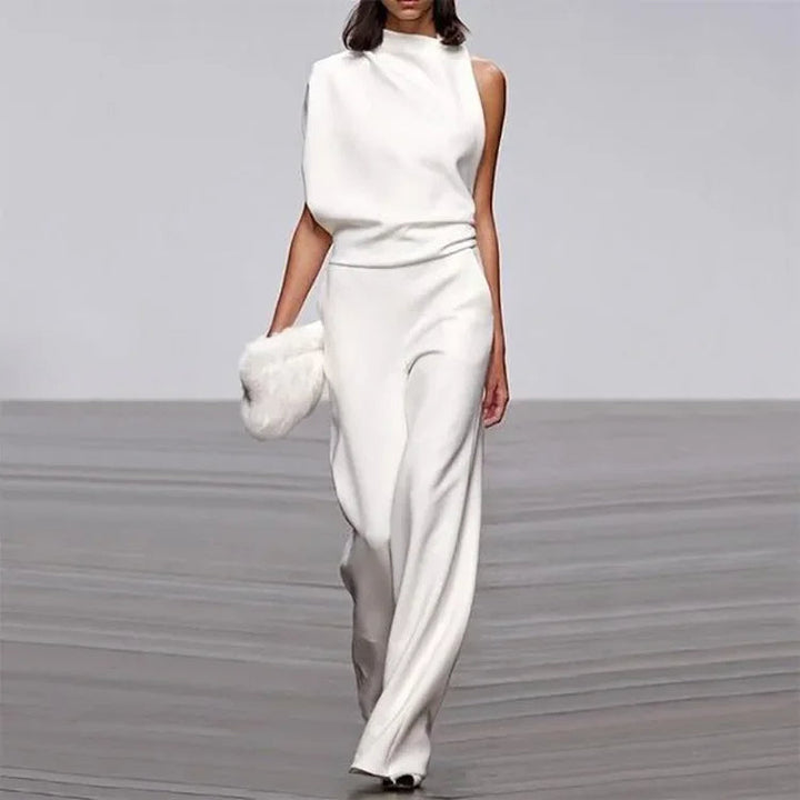 Levoire | Mono Soft Sans Manches Pantalon Large - Salopette D'Été Pour Femmes Blanc