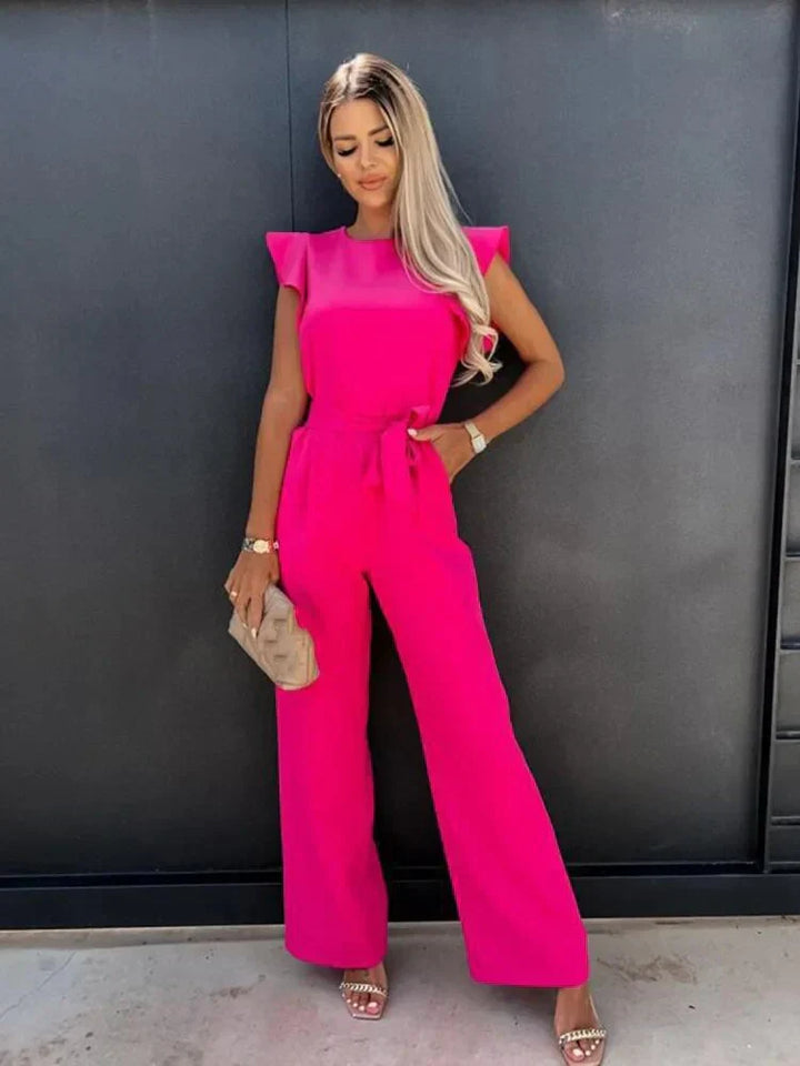 Levoire | Combinaison Élégante Avec Jambes Larges Et Ceinture Pour Femmes Rosa