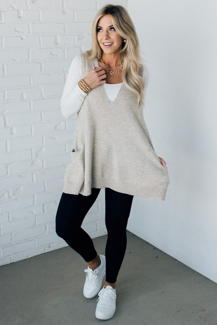 Levoire | Pullunder Sitant Parfait Avec Poches Tendance Beige