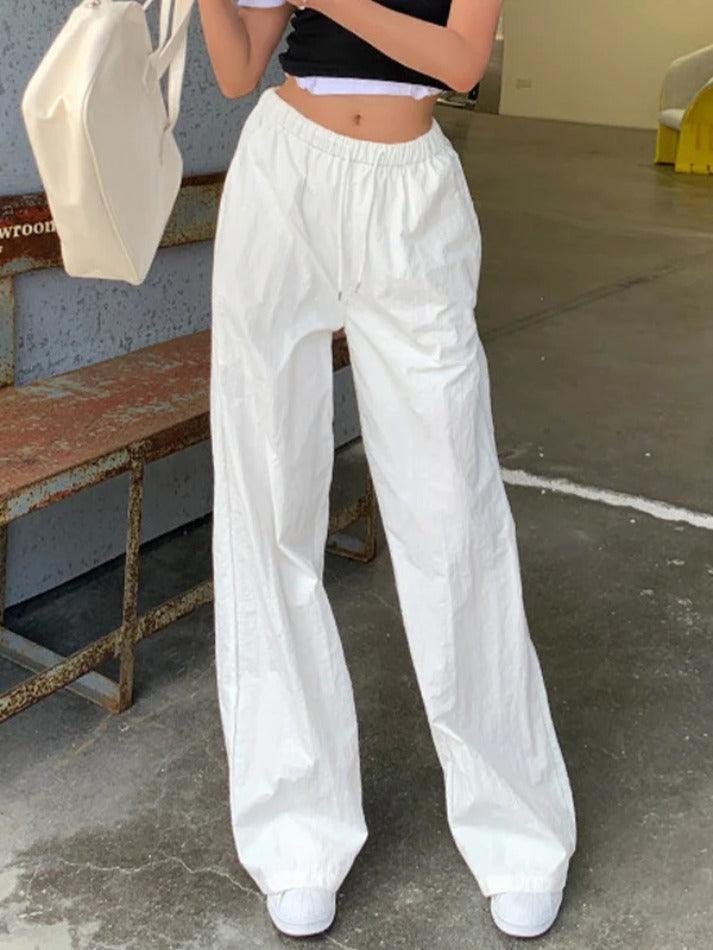 Levoire | Pantalon Cargo Décontracté À Jambes Larges Avec Cordon De Serrage Blanc