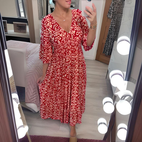 Levoire | Robe Longue Femme Imprimée Boho Col En V - Maxi