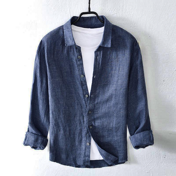 Levoire | Chemise en lin à manches longues Bleu