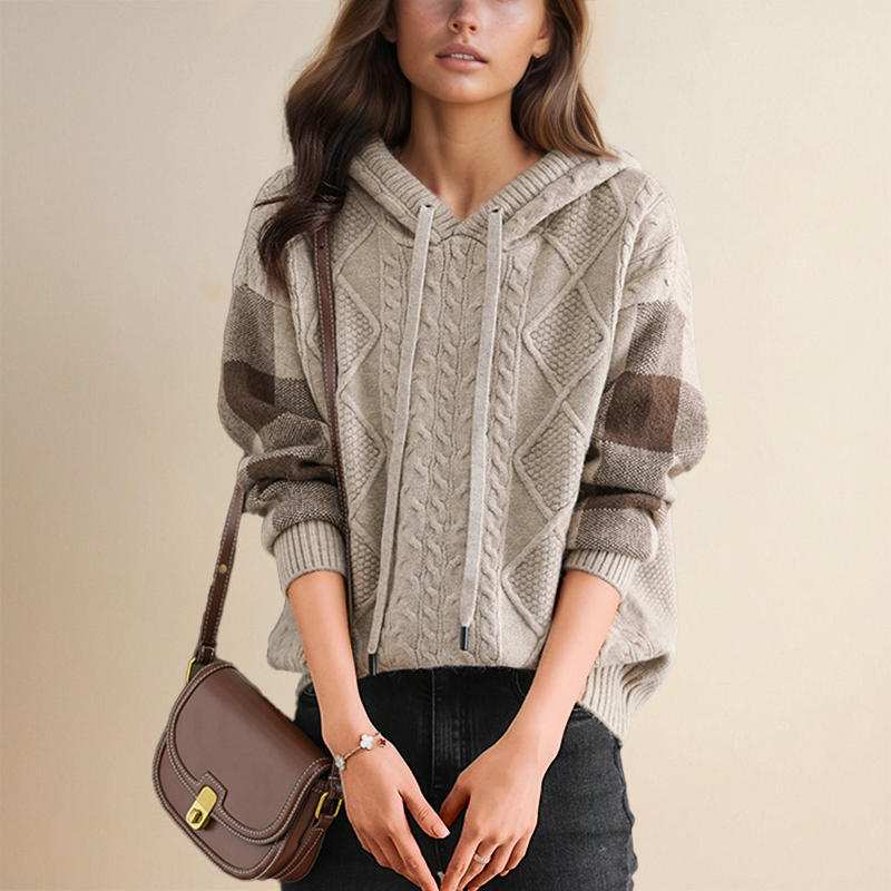 Levoire | PULL À CAPUCHE EN JACQUARD COUTURE Avoîre Beige