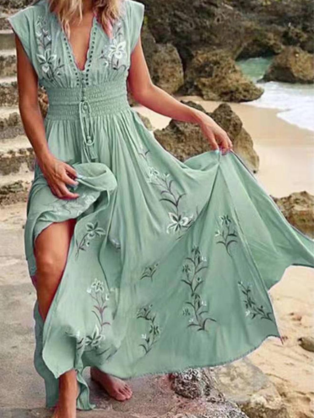 Levoire | V-Découpe-En-Col Fleurs Imprimé Maillot De Bain Vert