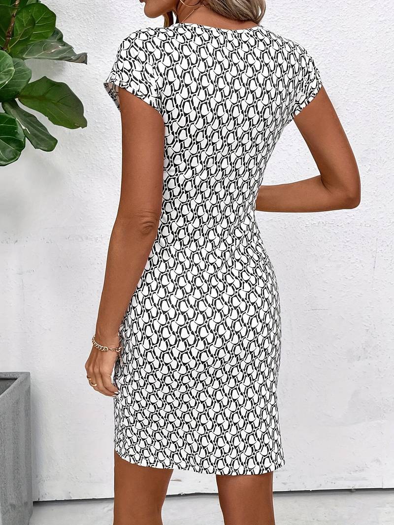 Levoire | Robe Tulipe À Manches Courtes Avec Imprimé Intégral