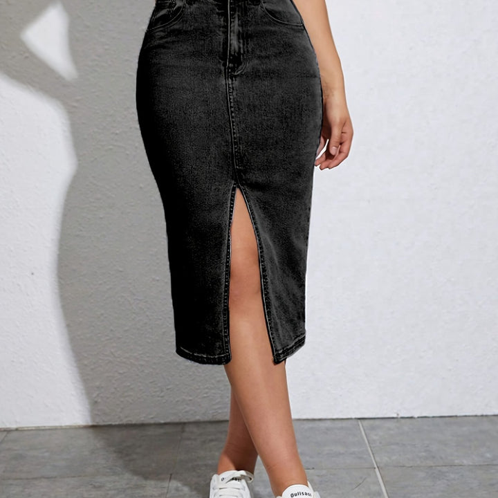 Levoire | Jupe En Denim À Taille Haute Avec Des Poches Obliques