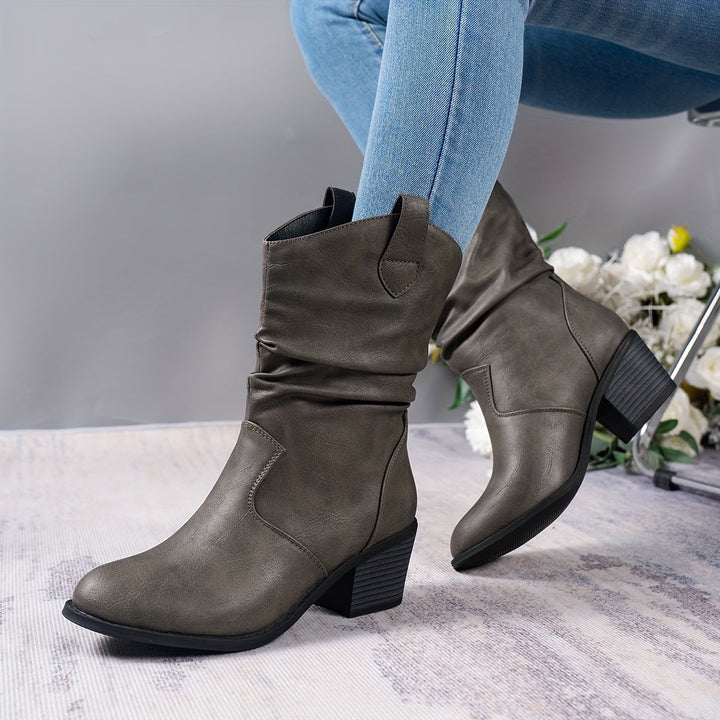Levoire | Bottes Slouch À Talon Épais Pour Femmes gris