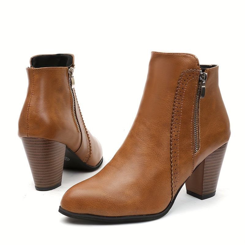 Levoire | Bottes À Cheville À Bout Rond Et À Talon Épais Brun foncé