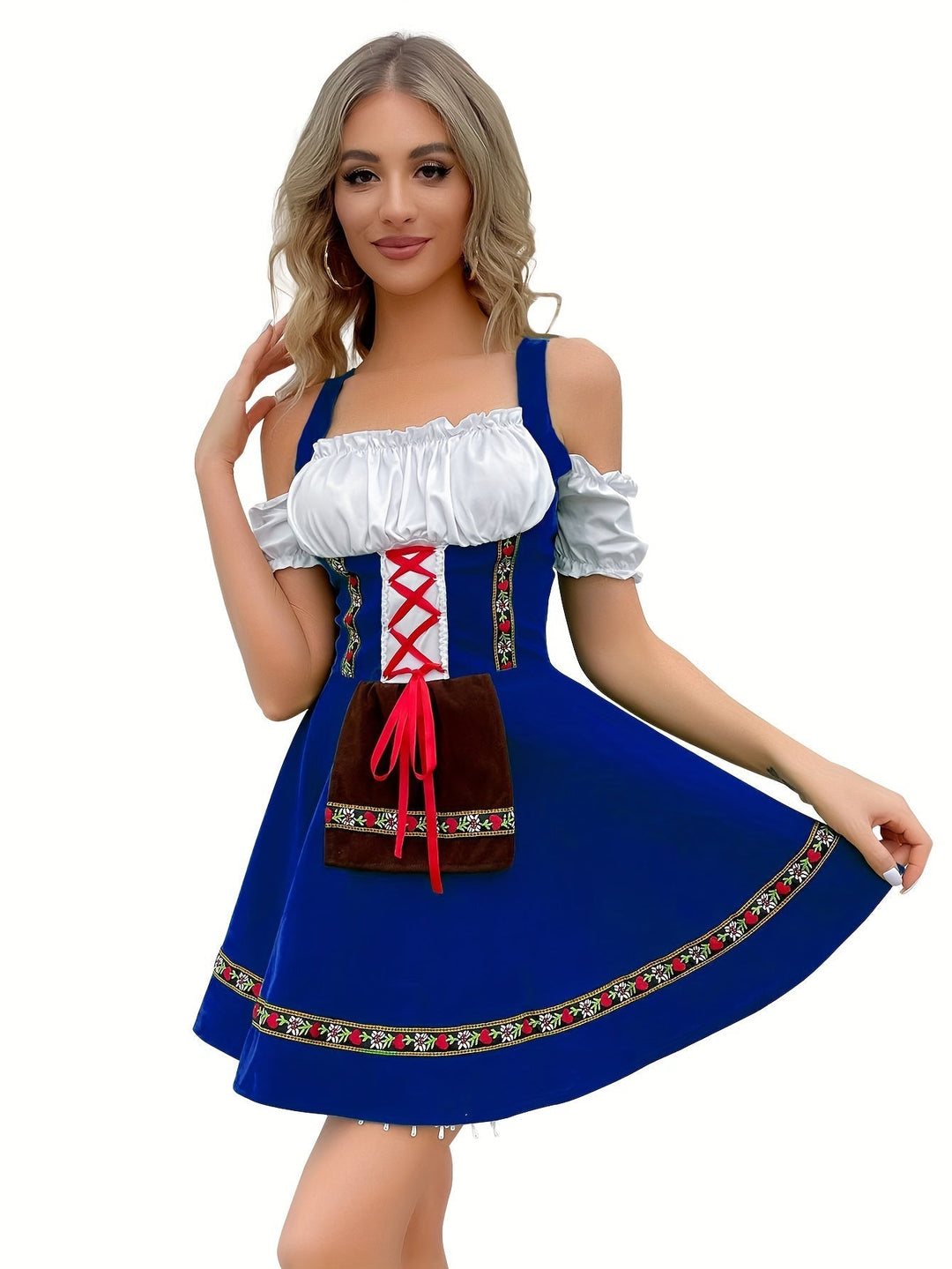 Levoire | Récolte De Vin Robe Dirndl À Épaule Froide Avec Boucle