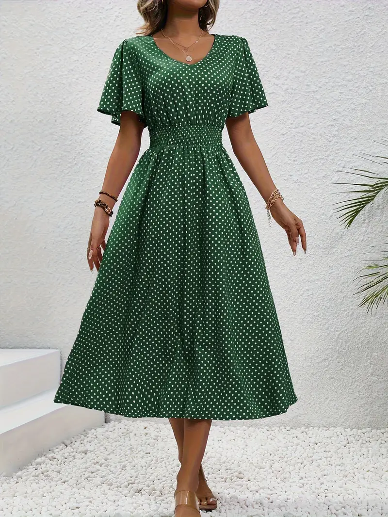 Levoire | Robe Taille Froncée Imprimée sur Toute la Surface, Robe Décontractée à Manches Courtes