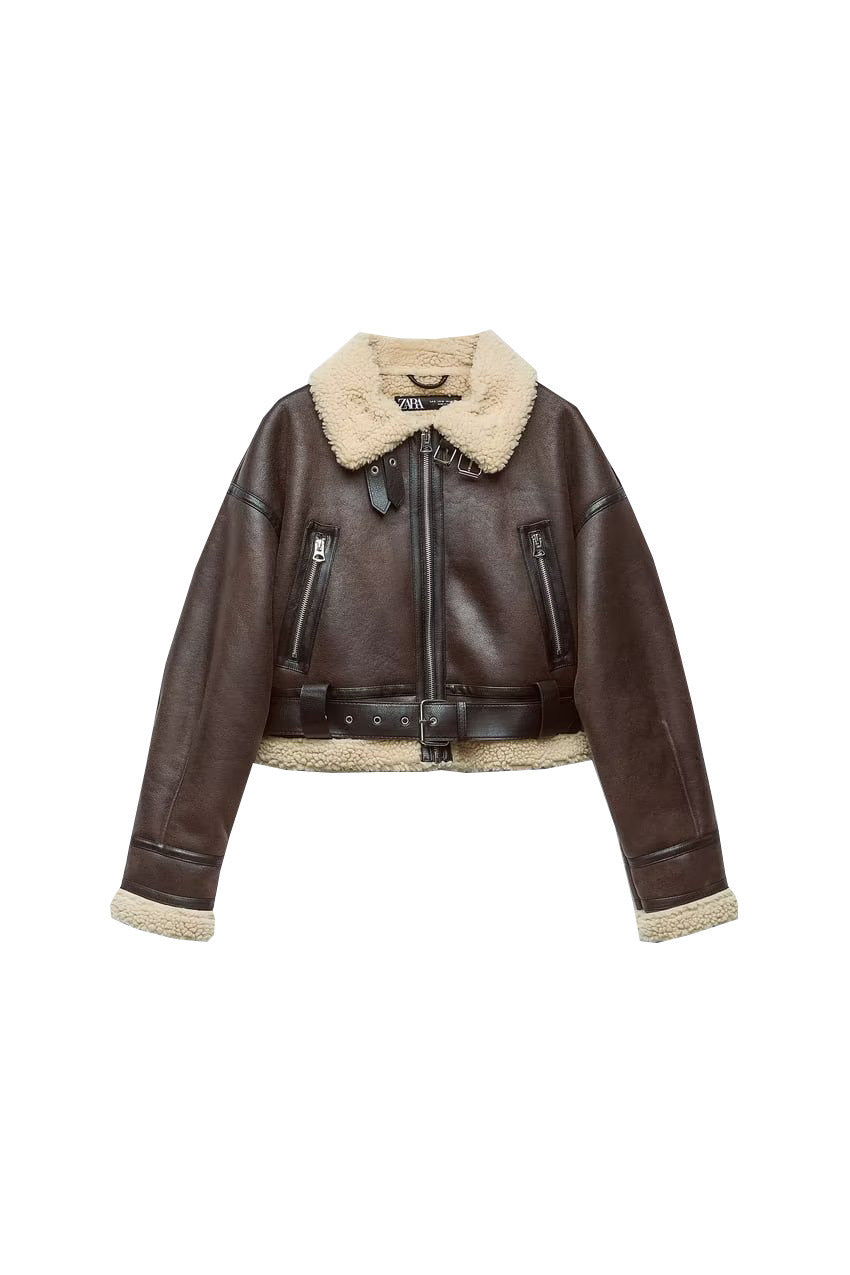 Levoire | Veste Réversible Courte Mode Femmes Beige clair