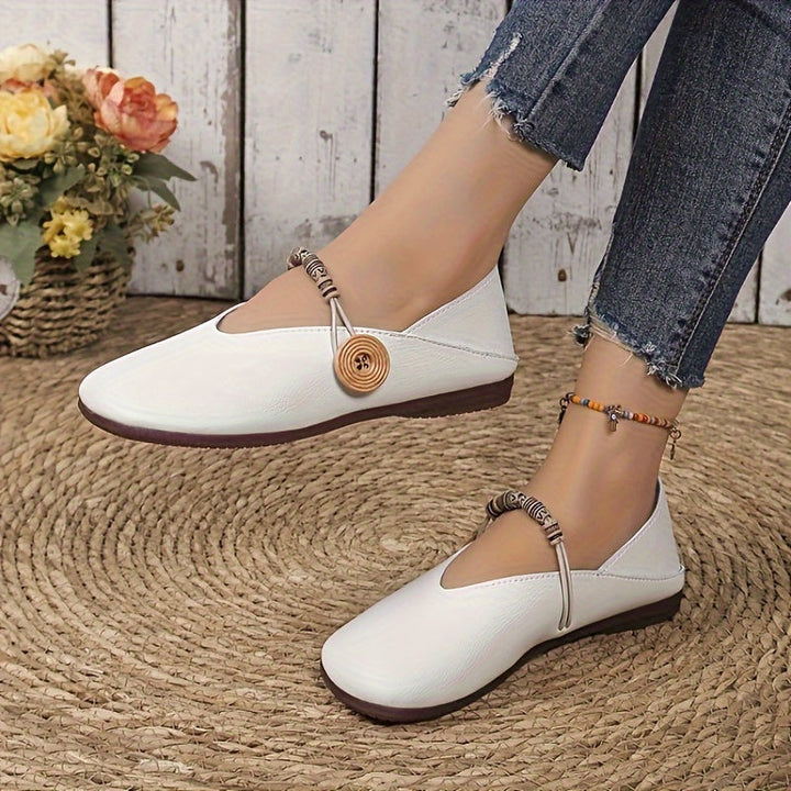 Levoire | Chaussons Confortables Femmes Avec Fermeture À Bouton Blanc