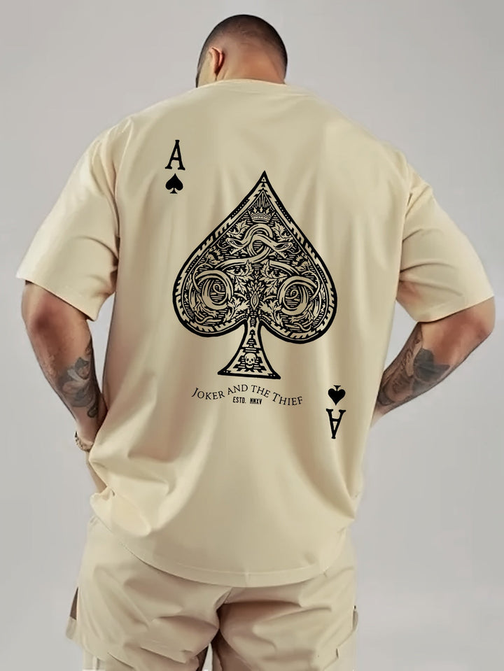 Levoire | Weinlese Ace Of Spades Impression T-Shirt D'Été Abricot