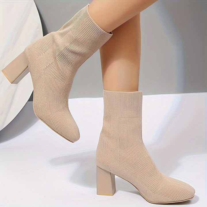 Levoire | Bottines À Semelle En Tricot Avec Tige Mi-Haute Et Talon Block