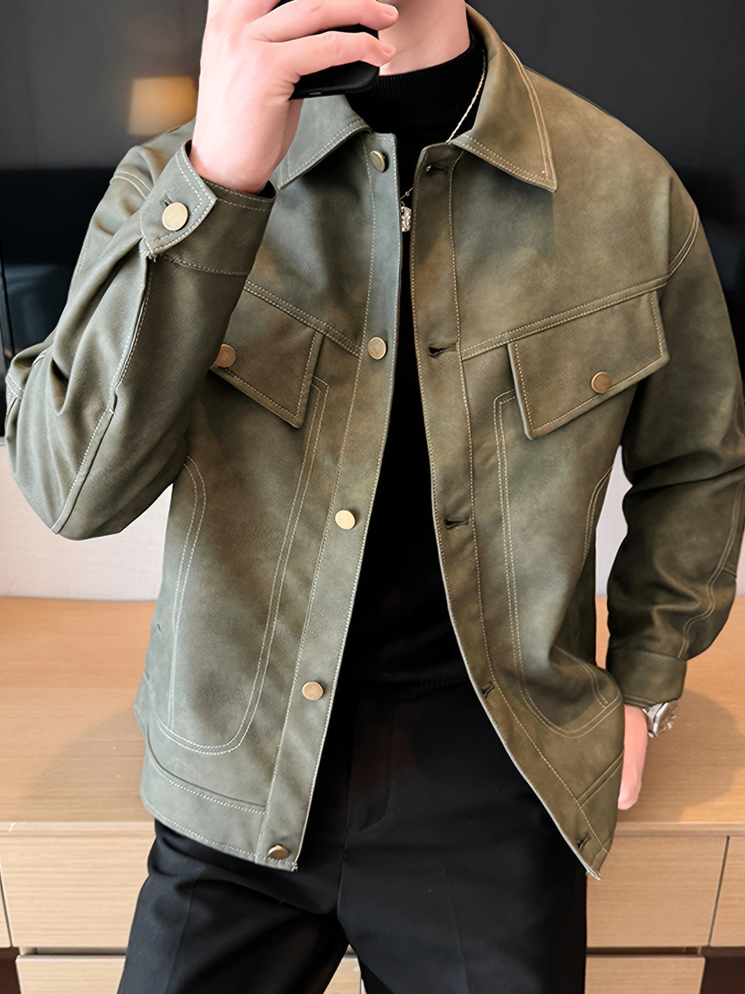 Levoire | Veste En Similicuir Tendance Pour Hommes Avec Fermeture Éclair Et Col