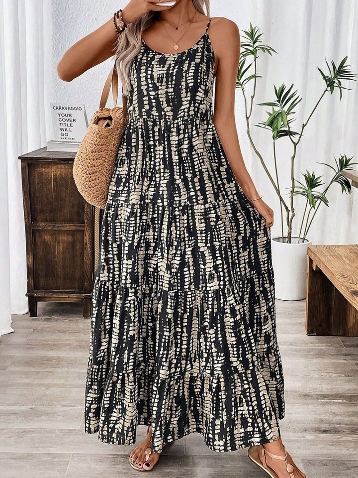 Levoire | Robe Maxi Cami À Encolure Droite Imprimée