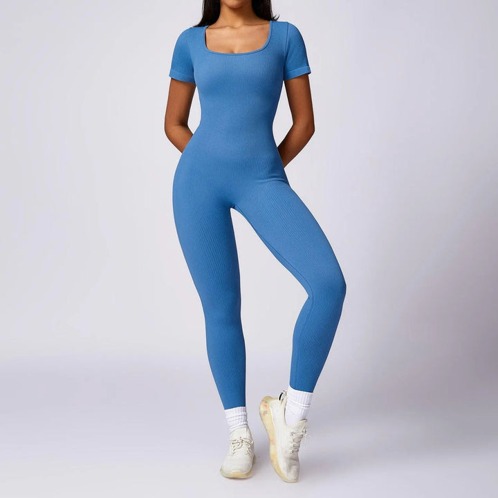 Levoire | Combinaison de fitness à manches courtes Nuageux Bleu
