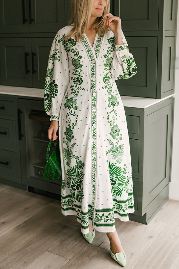 Levoire | Robe maxi à manches longues imprimée