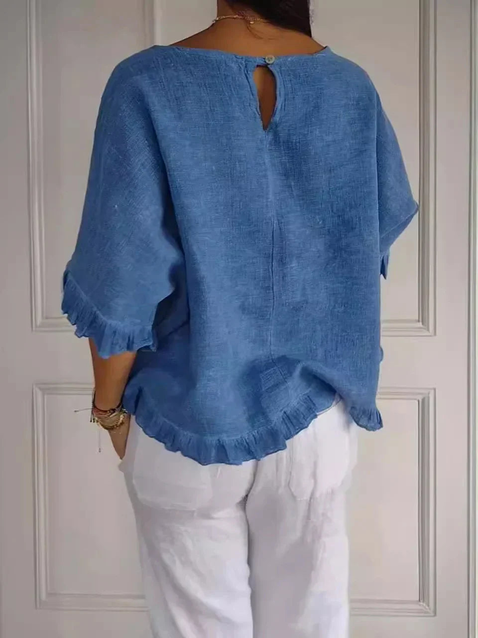 Levoire | Coton Lin Blouse Avec Volants