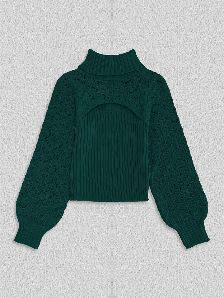 Levoire | Pull À Col Roulé Unicolore En Tricot Pointelle