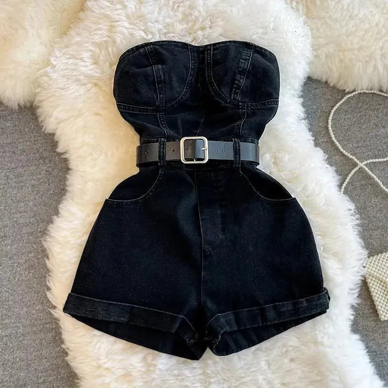 Levoire | Robe en denim pour femmes au style d'été Noir