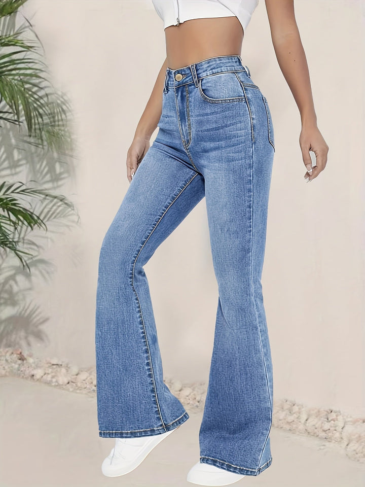 Levoire | Pantalons En Denim Évasés Taille Haute Élégants