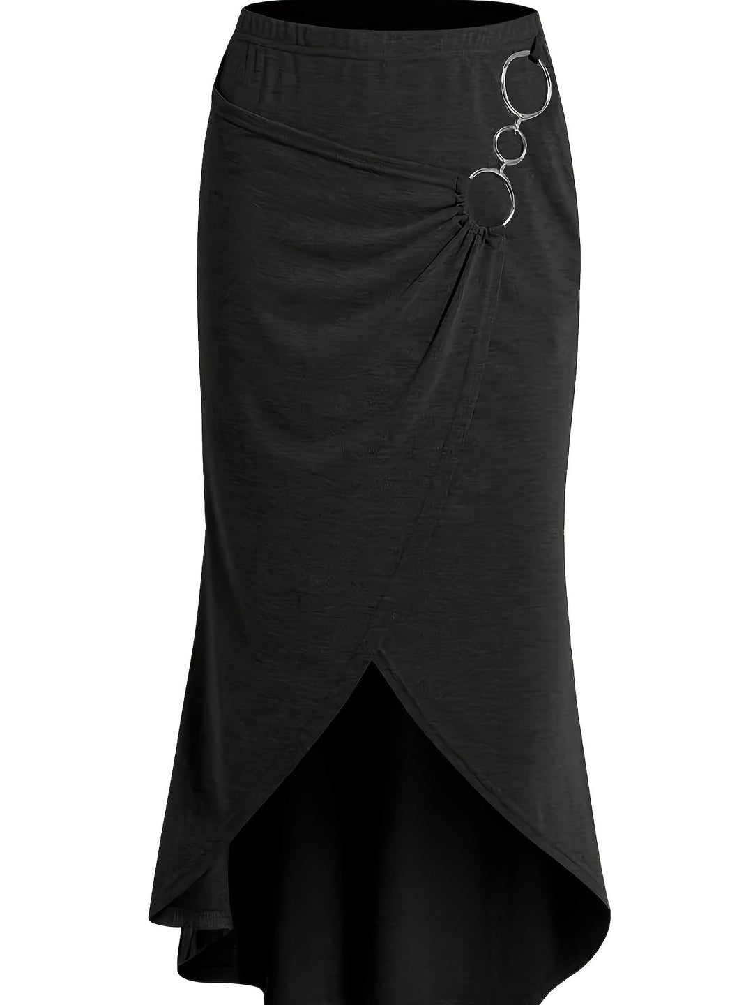 Levoire | Jupe Portefeuille Simple Et Décontractée Avec Taille Haute Noir