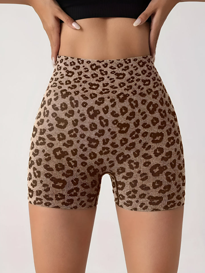 Levoire | Pantalons D'Entraînement Taille Haute Avec Motif Léopard Café
