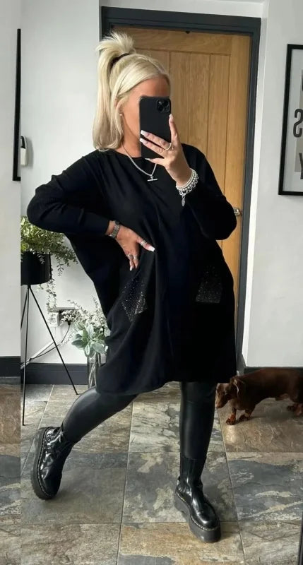 Levoire | Figurfreundliches Waffelkleid Femmes Noir