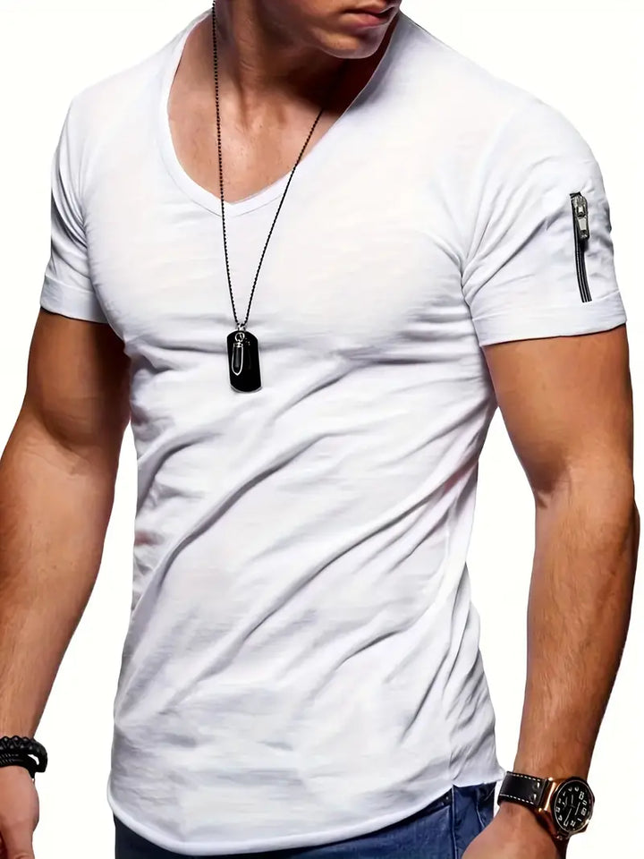 Levoire | T-Shirt À Col En V Confortable Hommes Blanc