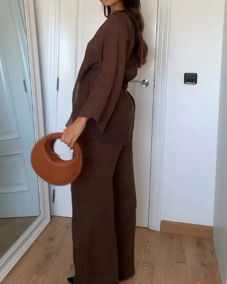 Levoire | Haut De Robe Enroulé Et Ensemble De Pantalons Larges