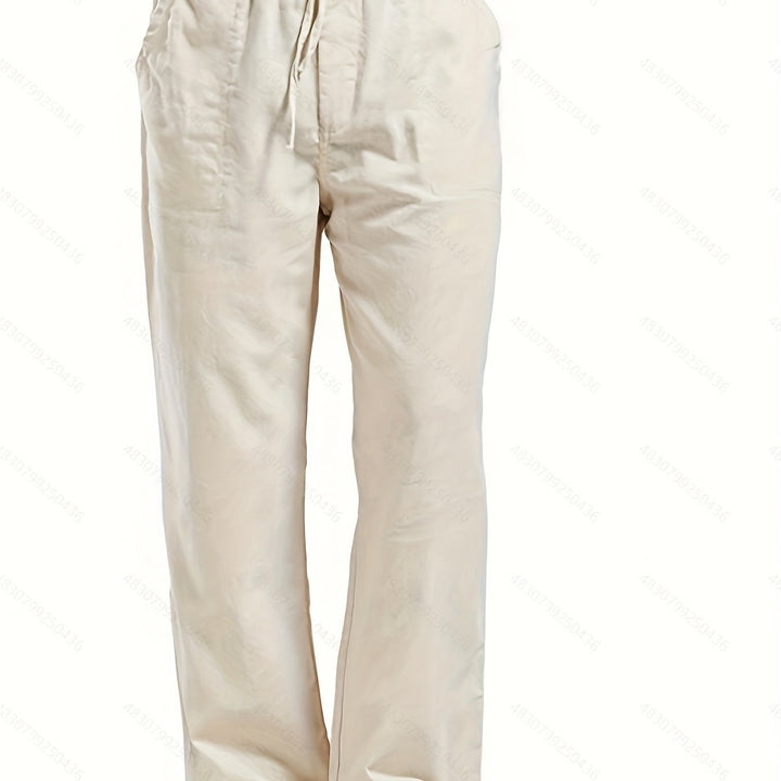 Levoire | Pantalons Pour Hommes En Mélange De Coton Et De Lin Avec Une Taille Élastique Décontractée