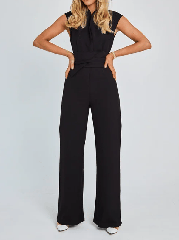 Levoire | Femmes Sans Manche Jumpsuit Jambe Amples Noir