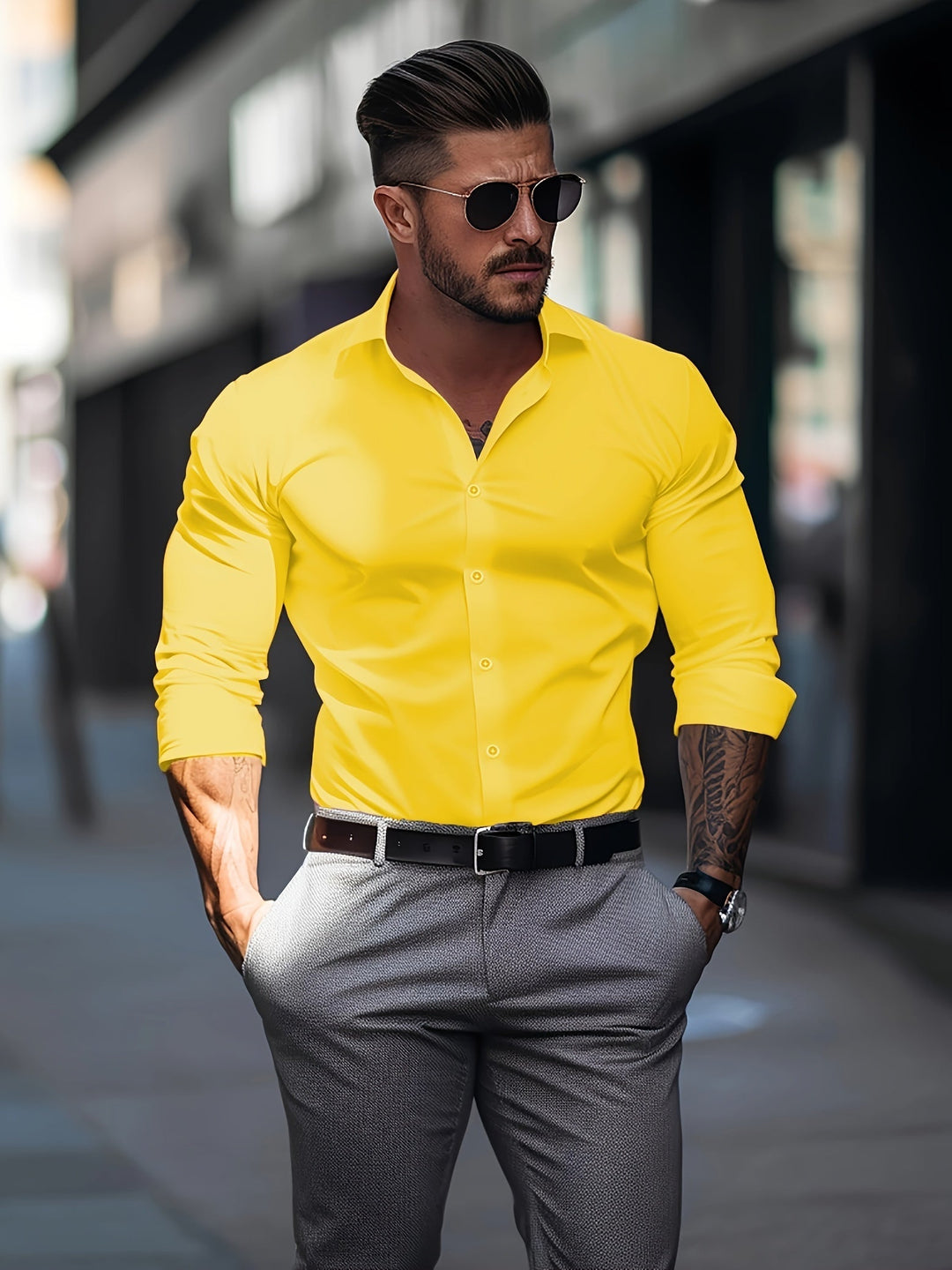 Levoire | Slim Fit Uni Chemise En Coton