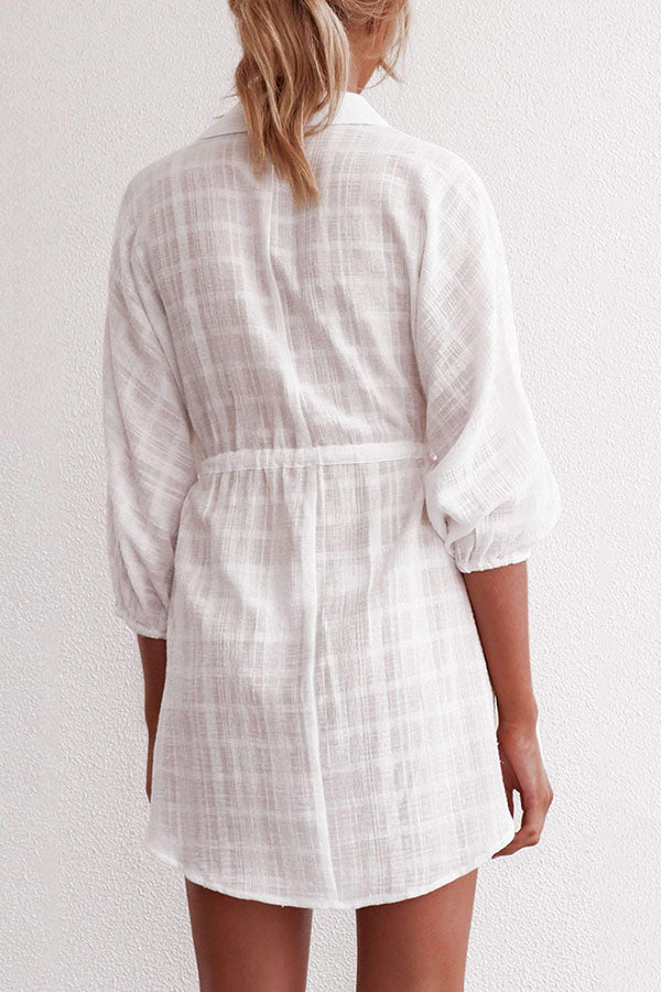 Levoire | Robe de plage de vacances à revers, à simple boutonnage et à cordon de serrage