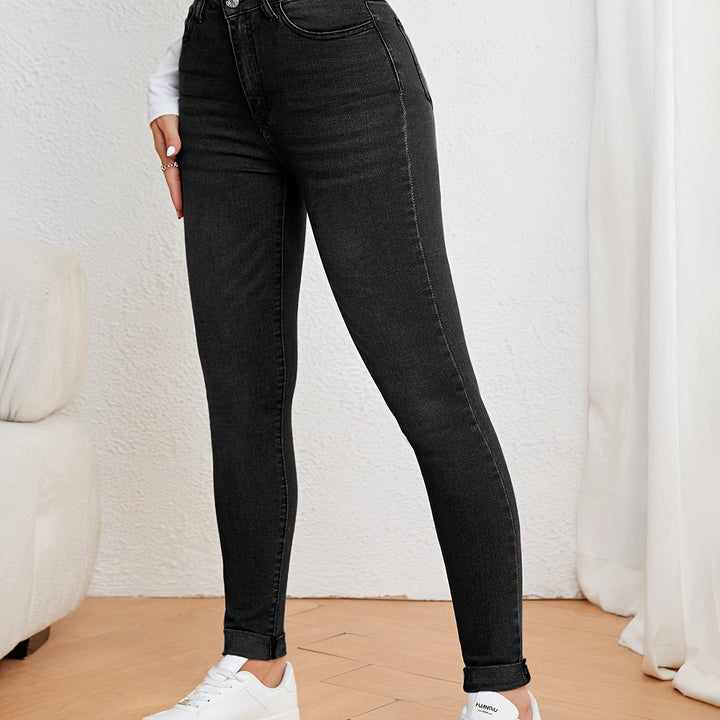 Levoire | Vert Olive Jeans Slim Fit Taille Haute Denim Élastique