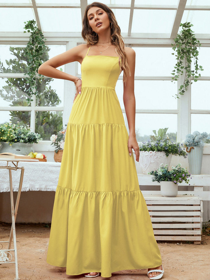 Levoire | Robe longue avec ceinture et dos nu Jaune