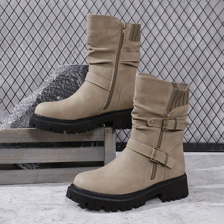 Levoire | Bottes De Cowboy Rétro À Semelles Épaisses Khaki