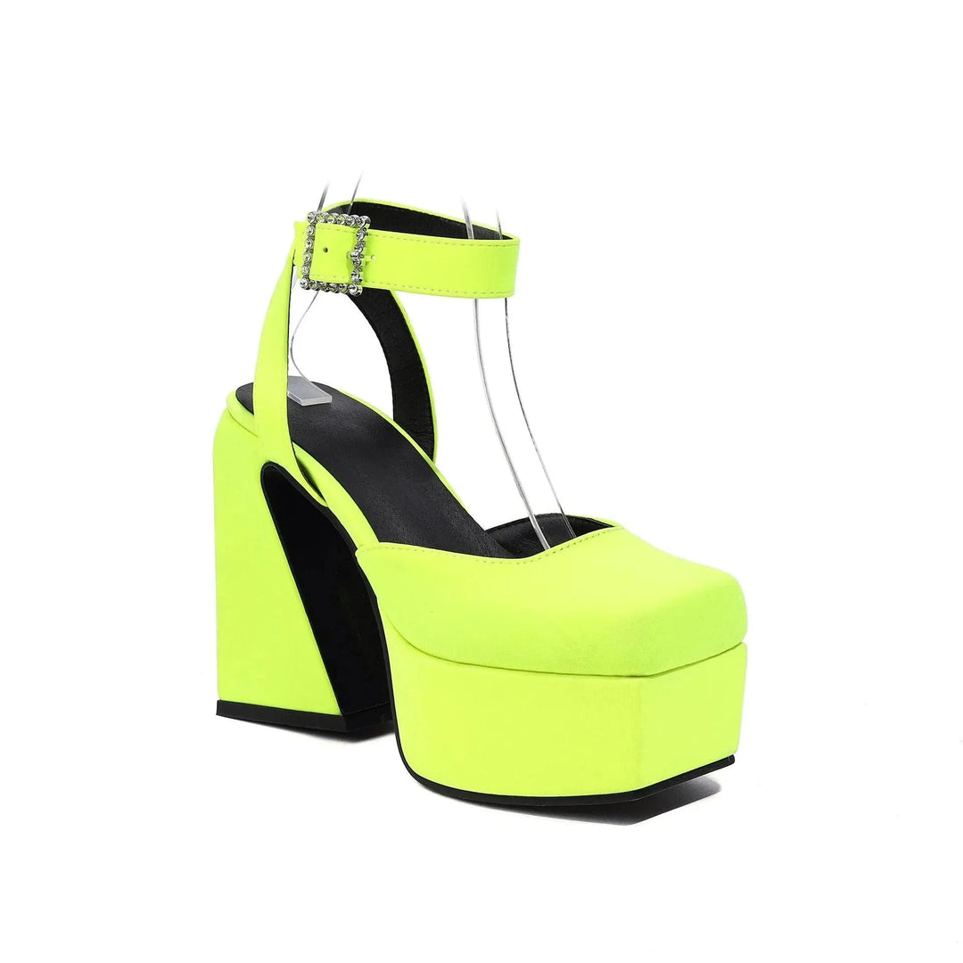 Levoire | Sandales pour femmes à talon épais et à boucle basse Vert