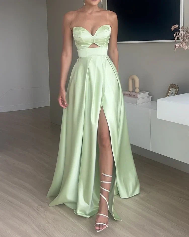 Levoire | Robe creuse unie avec bretelles spaghetti sans manches Vert