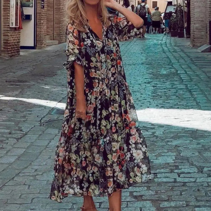 Levoire | Robe Longue À Fleurs Élégante À Manches Longues