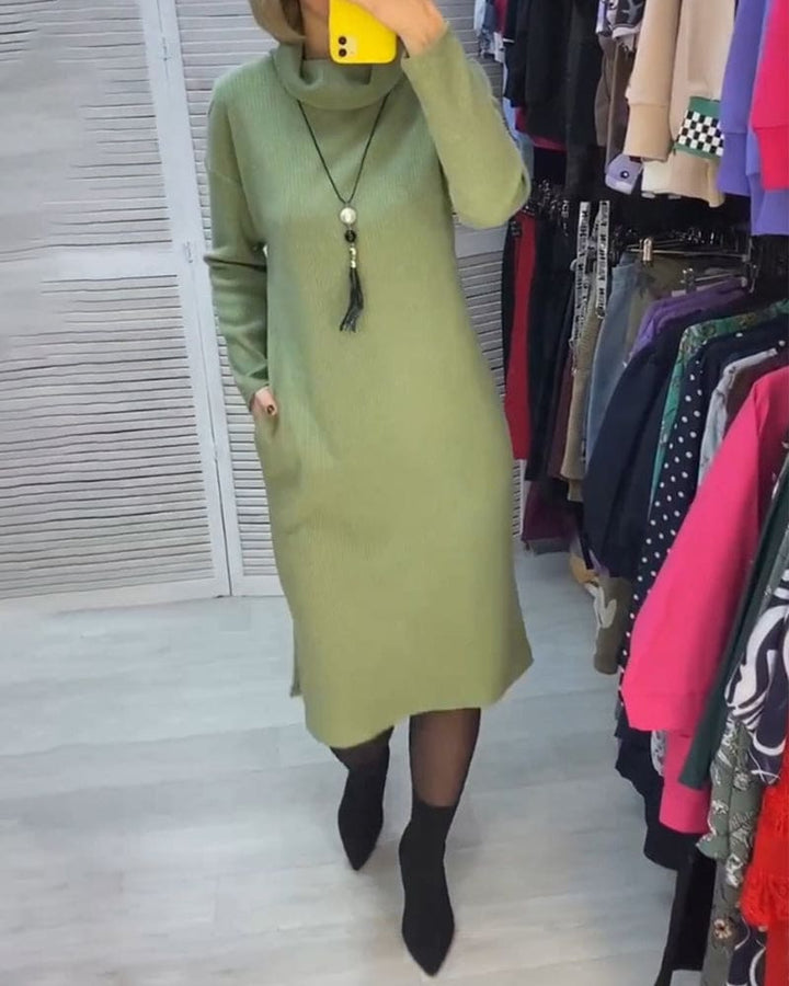 Levoire | Robe Unie Avec Col Fendu Vert