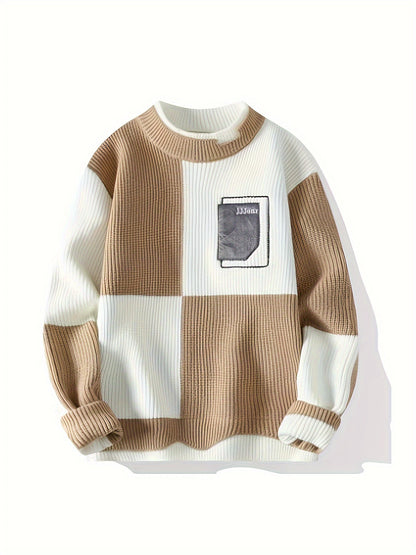 Levoire | Pull Chaud Avec Motifs Géométriques Khaki Couleur