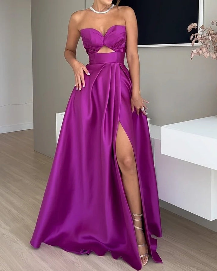 Levoire | Robe creuse unie avec bretelles spaghetti sans manches Rose