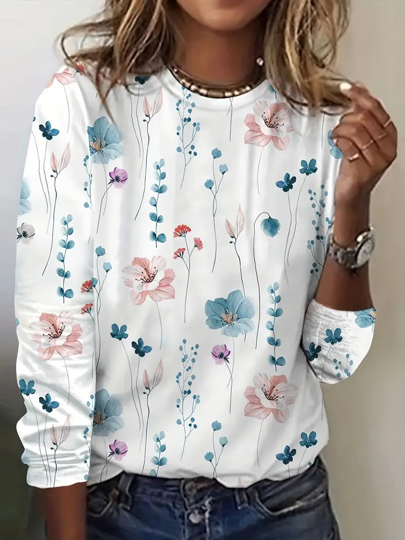 Levoire | T-Shirt À Manches Longues Avec Imprimé Floral Blanc 1