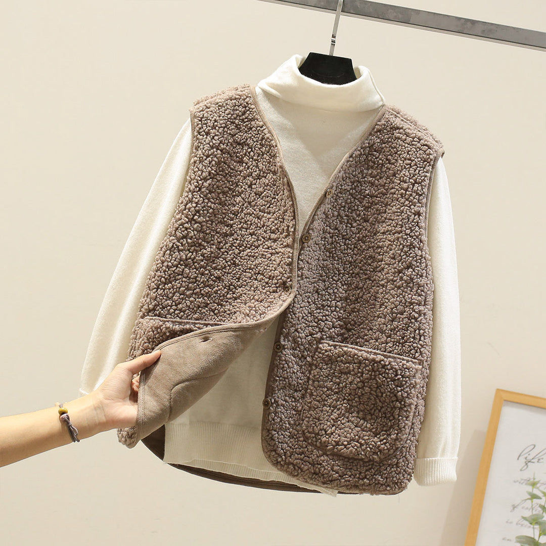 Levoire | Gilet Classique En Laine D'Agneau Khaki